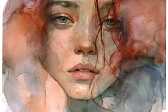 draw a sketchy watercolor portrait