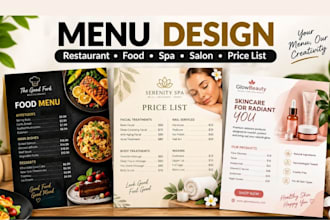 design restaurant menu food menu price list spa salon menu checklist sell sheets