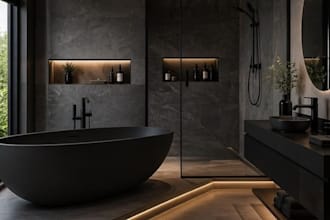 create luxury bathroom interior design, 3d modeling and realistic rendering