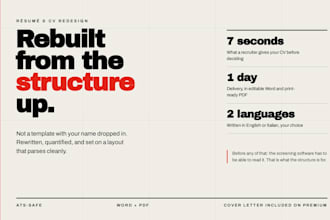redesign your CV or resume, ats optimized, in 24 hours