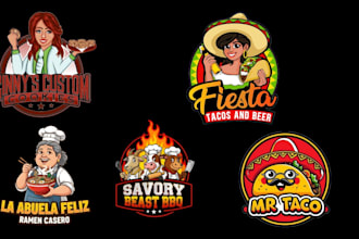 create restaurant, cafe, food, catering, bar and bakery logo design
