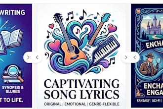 write original song lyrics, short stories, synopsis