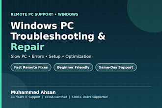 fix your windows PC issues remotely like slow performance, errors, setup