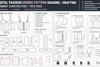 digital fashion sewing pattern grading drafting garment construction tech pack