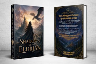 design a professional fantasy book cover, ebook cover