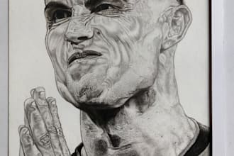 create a realistic hand drawn portrait on a4 paper
