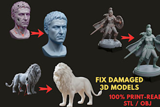 do stl mesh repair, 3d scan cleanup and print ready file fixing