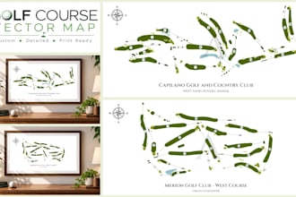 design custom golf course maps in vector for print and digital