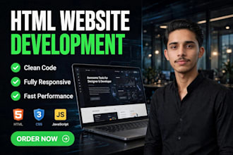 create modern responsive landing page in HTML CSS and javascript