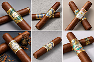make premium modern cigar logo, cigar label, cigar band, and cigar box design