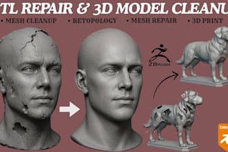 do stl repair 3d scan cleanup mesh repair retopology for print ready 3d model