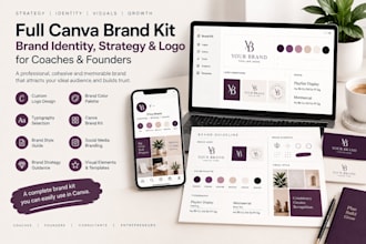 design full canva brand kit, brand identity ,strategy logo for coaches founders