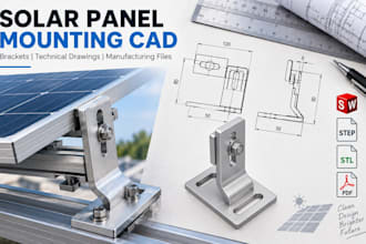 design solar panel mounting brackets, technical drawings for manufacturing