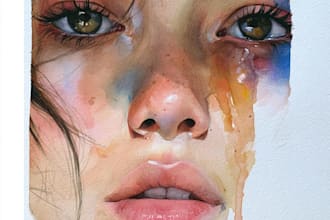 portrait painting, photo to watercolor portrait