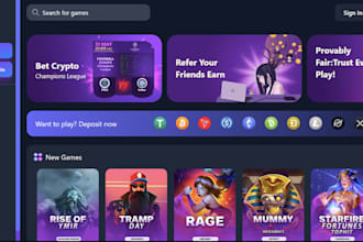 a crypto, cs2, rust website with custom games and slots