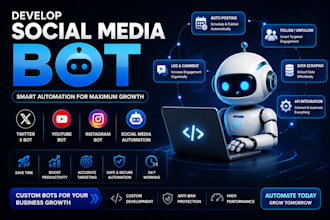 create social media bot tiktok bot instagram api bot, youtube bot twitter x bot