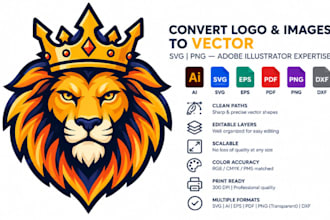 vectorize logo and image to svg, png and editable vector
