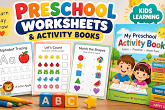 design kindergarten worksheet activity book and children preschool book cover