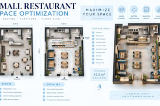 design small restaurant layout with optimized seating and furniture placement