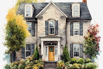 a watercolor house illustration