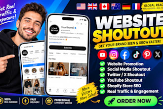 shoutout promote share website link to 250m twitter ig fb tiktok pinterest