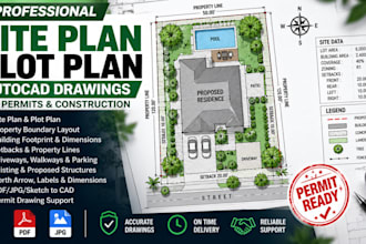 draw site plan, plot plan, and autocad drawing for permit