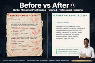 proofread and edit your thriller novel and fiction book