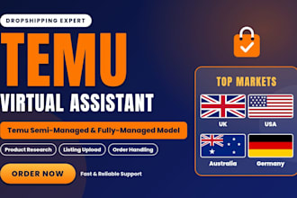 be expert temu VA for dropshipping, product import,bulk listing and management