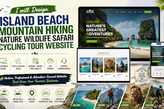 design island beach mountain hiking nature wildlife safari cycling tour website