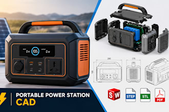 portable power station cad, battery housing and solar product prototypes