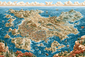 create map illustration, vector map and fantasy map design