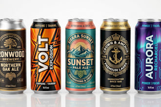 design beverage, can label, soda, energy drink, bottle, beer and jar packaging