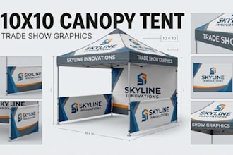 design 10x10 canopy tent trade show pop up tent graphics