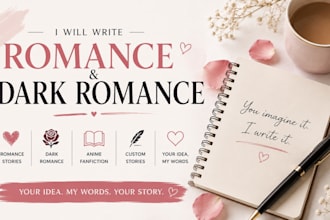 write custom romance, dark romance and anime fanfiction stories