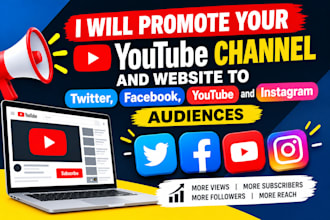 promote your youtube channel and website to twitter, fb, yt and ig audiences