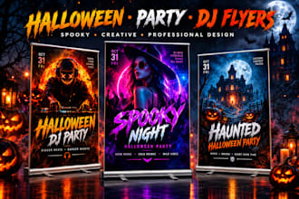 design halloween, spooky, party, dj and event flyers