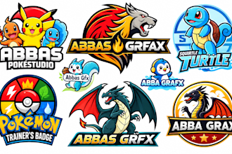 draw you pokemon art logo draft league team, banner, fakemon for your