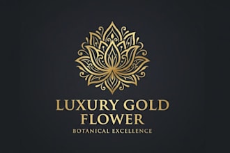 do a luxury gold flower logo design