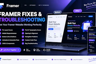 fix framer website, responsive issues and design problems