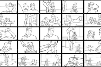draw 25 frame storyboard in 24 hours