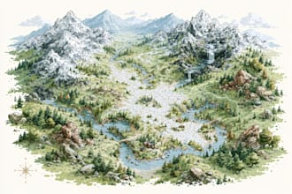 create map illustration, vector map and fantasy map design