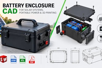 design battery enclosure cad for solar systems, portable power and 3d printing
