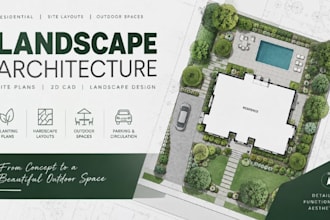 create landscape architecture floor plans, site layouts 2d cad drawings