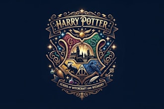 design a magical and creative harry potter logo