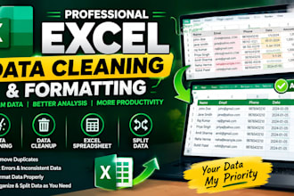 clean, format, merge, split excel data