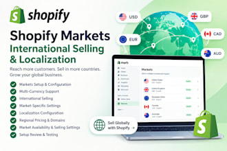 setup shopify markets, multi currency, international selling and localization