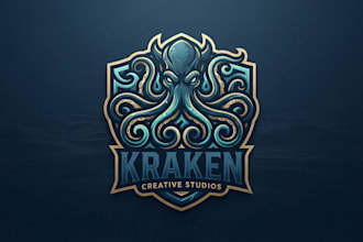 design a powerful and legendary kraken logo for your brand