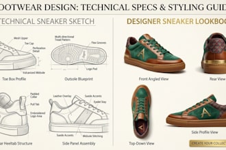 design shoe tech pack for loafers, sandals and dress shoes