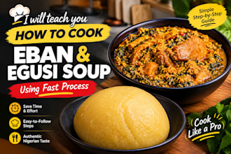 teach you how to cook eba and egusi soup with simple process