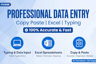 do data entry, excel data entry, copy paste and typing work
